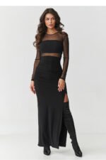 Long dress model 218306 Makadamia