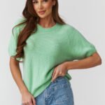 Short sleeve sweater model 224078 Makadamia