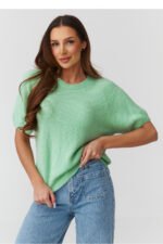 Short sleeve sweater model 224078 Makadamia