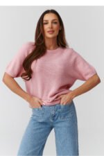 Trumpomis rankovėmis megztinis modelis 224079 Makadamia