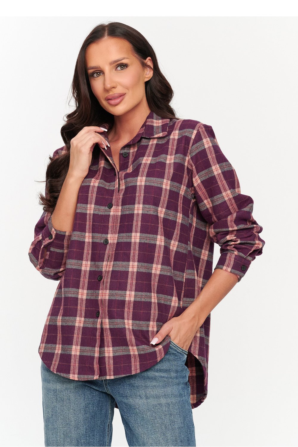Long sleeve shirt model 231011 Makadamia Ilgomis rankovėmis marškiniai modelis 231011 Makadamia - Image 1